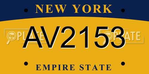 AV2153 New York License Plate
