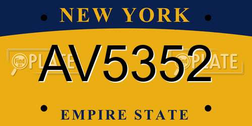 AV5352 New York License Plate