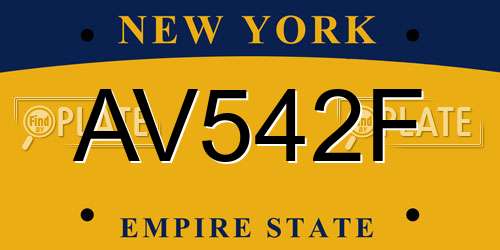 AV542F New York License Plate
