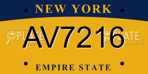 AV7216 New York License Plate