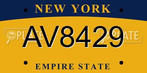 AV8429 New York License Plate