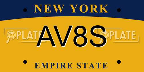 AV8S New York License Plate