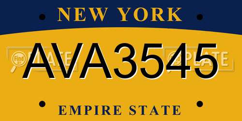 AVA3545 New York License Plate