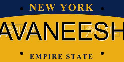 AVANEESH New York License Plate