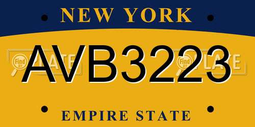 AVB3223 New York License Plate