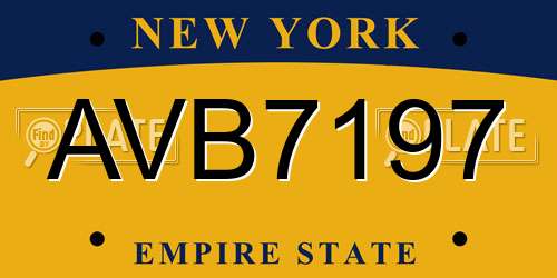 AVB7197 New York License Plate