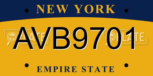 AVB9701 New York License Plate