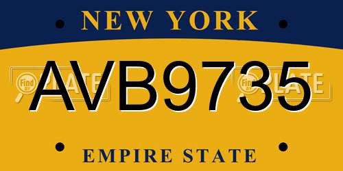 AVB9735 New York License Plate
