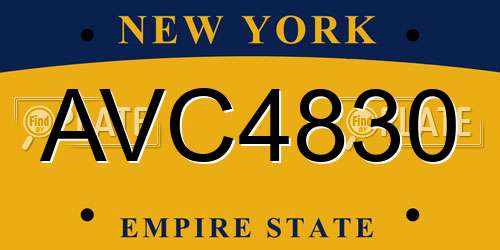 AVC4830 New York License Plate