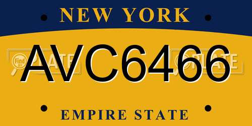AVC6466 New York License Plate