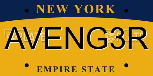 AVENG3R New York License Plate