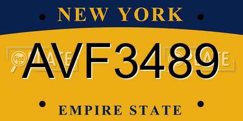 AVF3489 New York License Plate