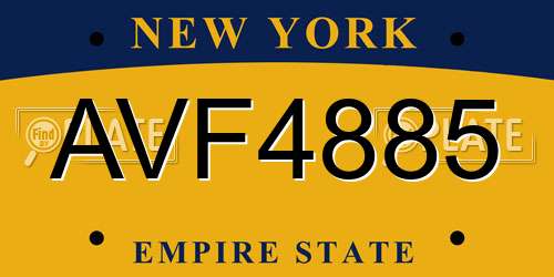 AVF4885 New York License Plate