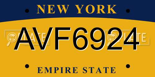 AVF6924 New York License Plate