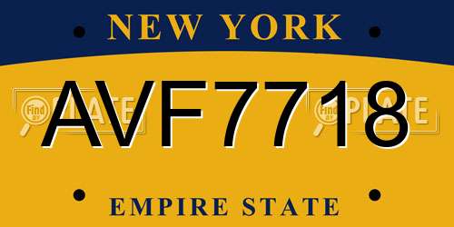 AVF7718 New York License Plate