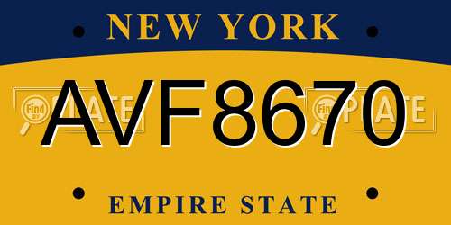 AVF8670 New York License Plate