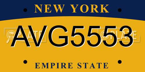 AVG5553 New York License Plate