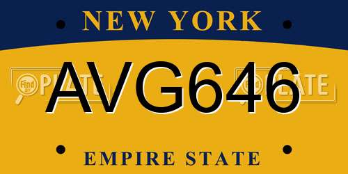 AVG646 New York License Plate