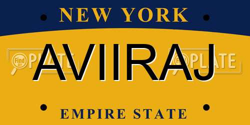 AVIIRAJ New York License Plate