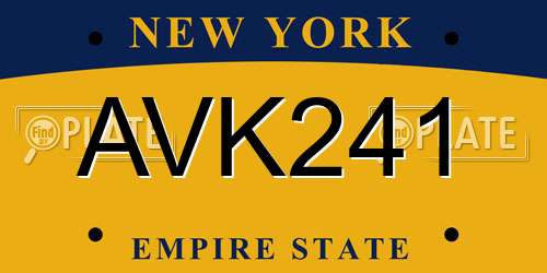 AVK241 New York License Plate