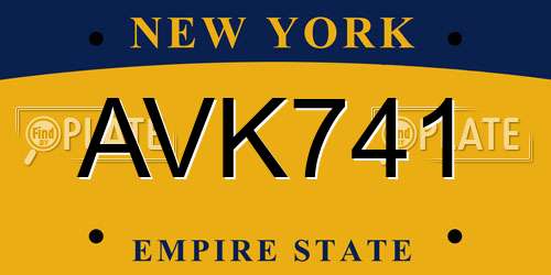 AVK741 New York License Plate
