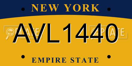 AVL1440 New York License Plate