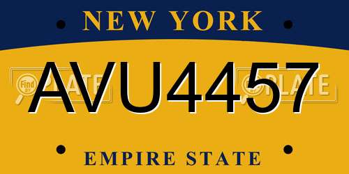 AVU4457 New York License Plate
