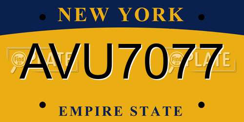 AVU7077 New York License Plate