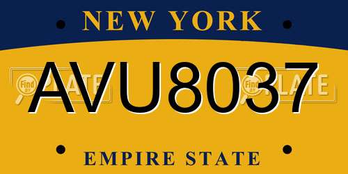AVU8037 New York License Plate