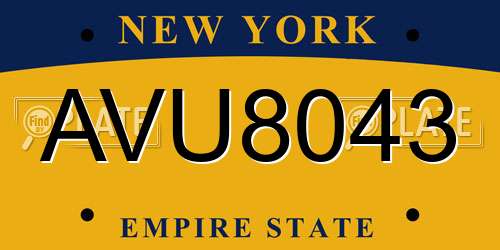 AVU8043 New York License Plate
