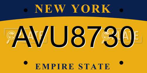 AVU8730 New York License Plate