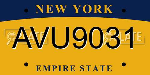 AVU9031 New York License Plate