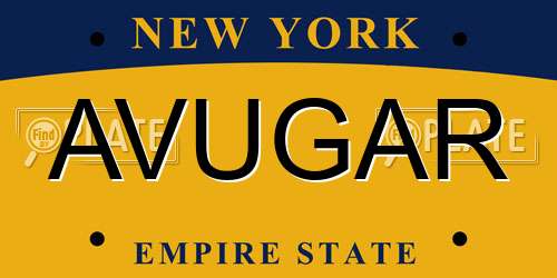 AVUGAR New York License Plate