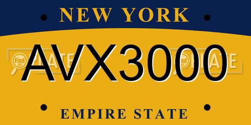 AVX3000 New York License Plate