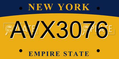 AVX3076 New York License Plate