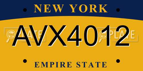 AVX4012 New York License Plate
