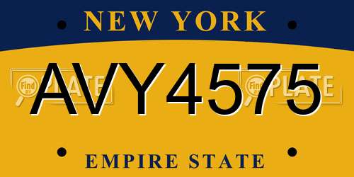 AVY4575 New York License Plate