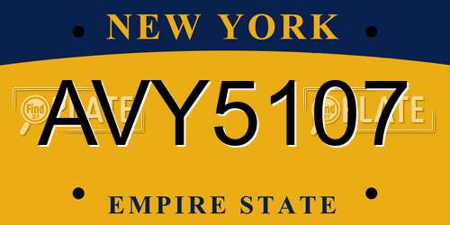 AVY5107 New York License Plate