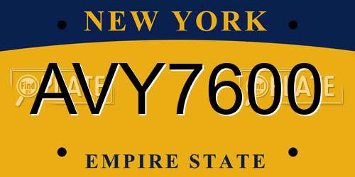AVY7600 New York License Plate
