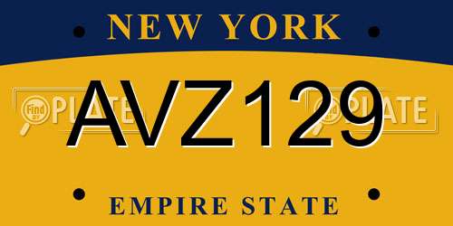 AVZ129 New York License Plate