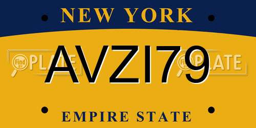 AVZI79 New York License Plate
