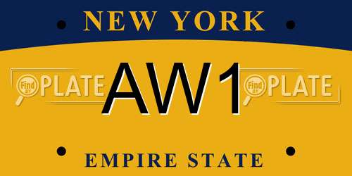 AW1 New York License Plate