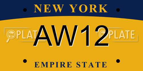 AW12 New York License Plate