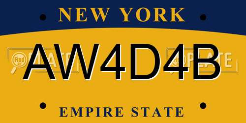 AW4D4B New York License Plate