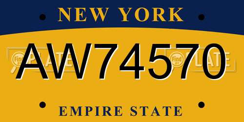 AW74570 New York License Plate