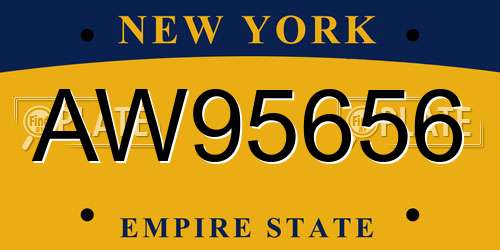 AW95656 New York License Plate