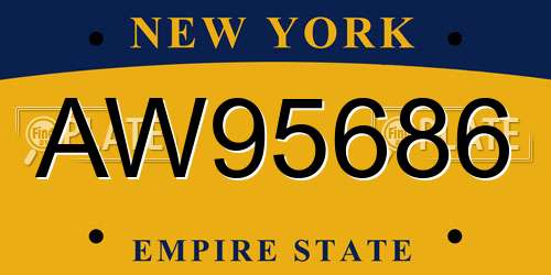 AW95686 New York License Plate