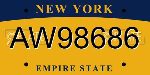 AW98686 New York License Plate