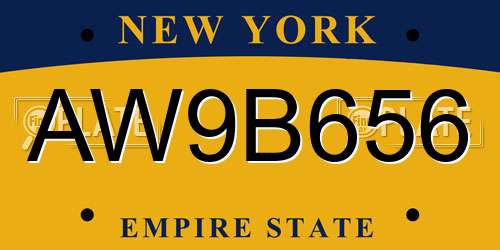AW9B656 New York License Plate
