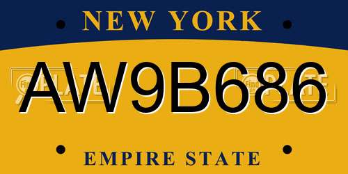 AW9B686 New York License Plate